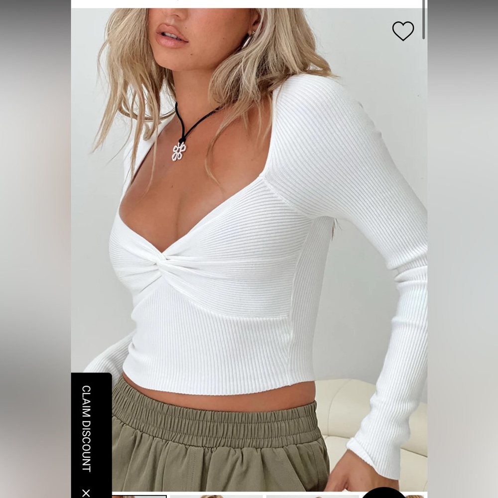 Princess polly Marable Long Sleeve Top White size small/medium